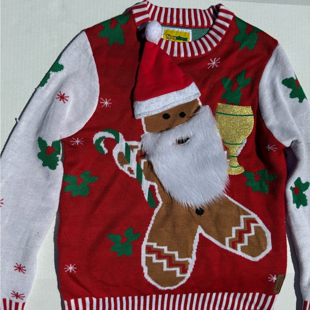 Tipsy Elves Red and White Crewneck Sweater
